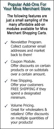 Miva Shopping Cart Web Site Add-ons